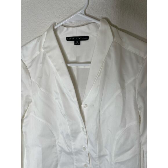 Antonio Melani White Button Down Shirt Basic Casual workwear xsmall - Picture 2 of 5